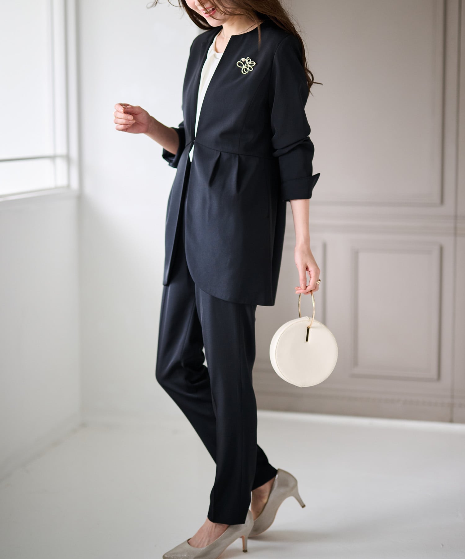 ラウンジリザード　カノニコ　レオパード　スーツ　セットアップ　ブラック　2 2点セット＞ラウンドヘムジャケットセットアップ[品番：RANW0000013