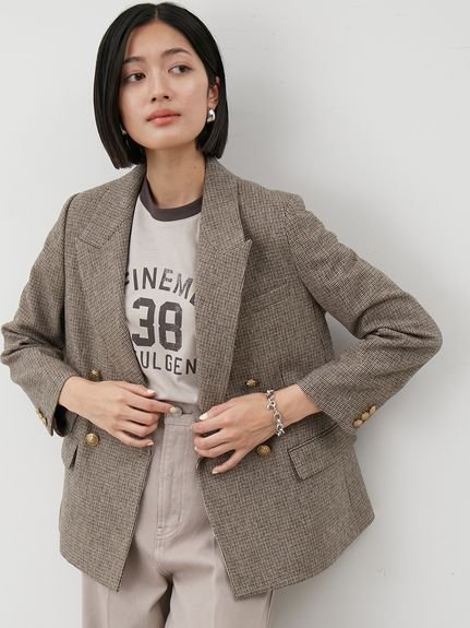Mila Owen｜チェック金釦ダブルブレストブレザー | Rakuten Fashion