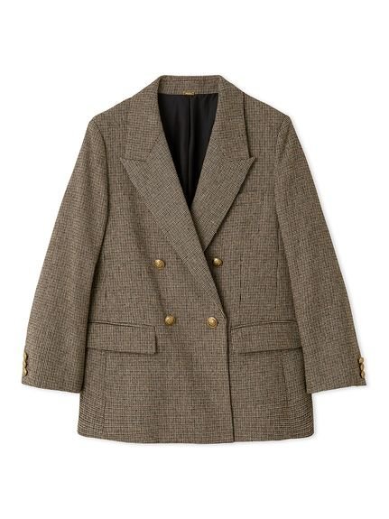 Mila Owen｜チェック金釦ダブルブレストブレザー | Rakuten Fashion