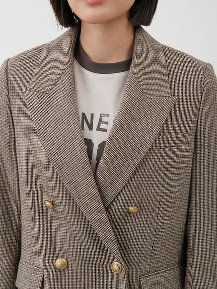 Mila Owen｜チェック金釦ダブルブレストブレザー | Rakuten Fashion