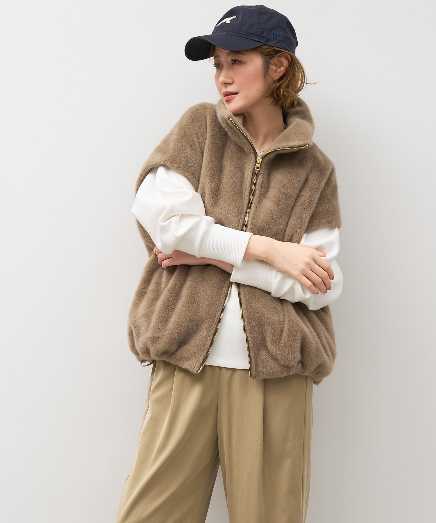 MICA＆DEAL｜スタンドカラーファーダブルジップベスト | Rakuten