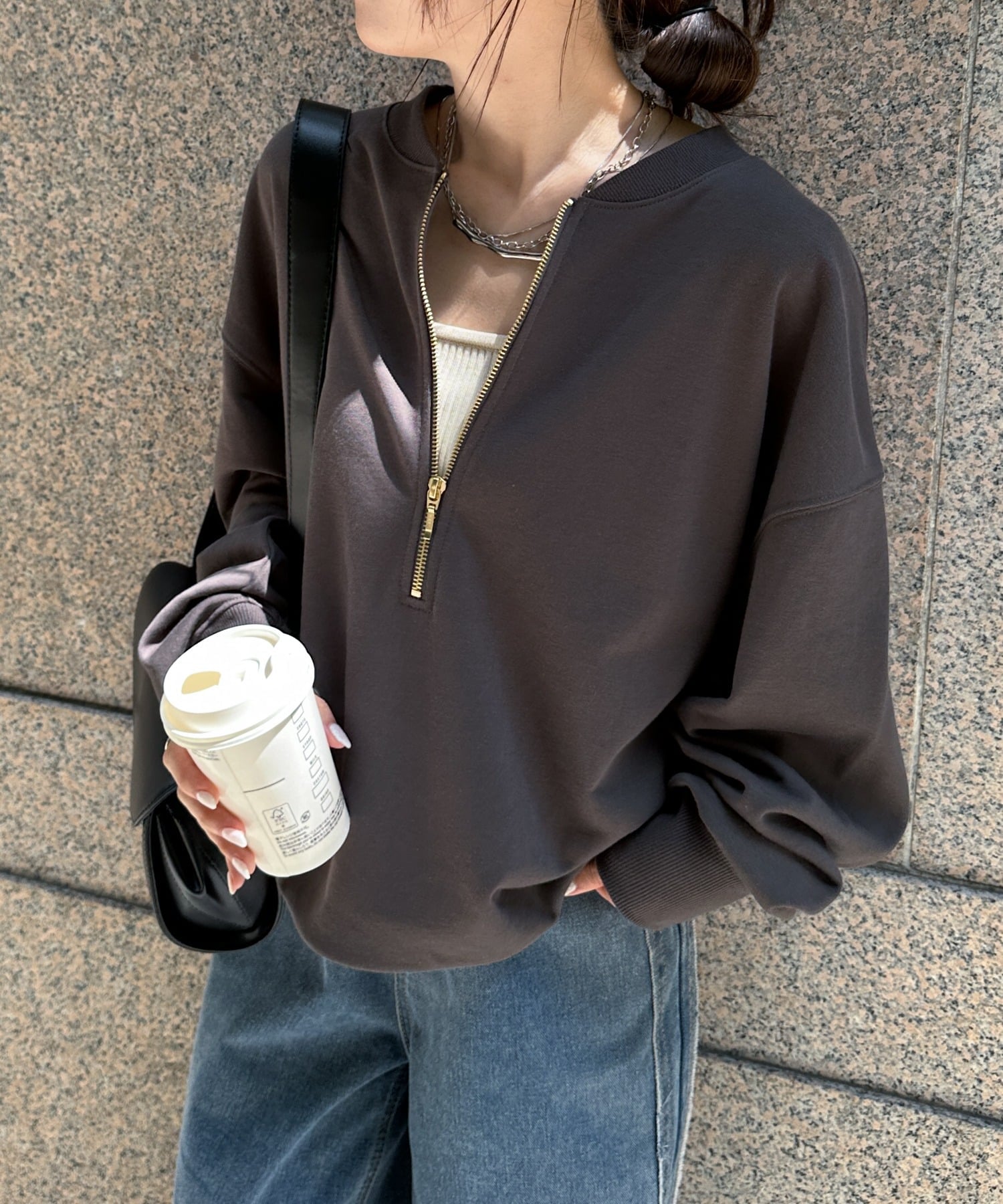 Ranan｜Ranan/(W)フロントハーフジップスウェット | Rakuten Fashion