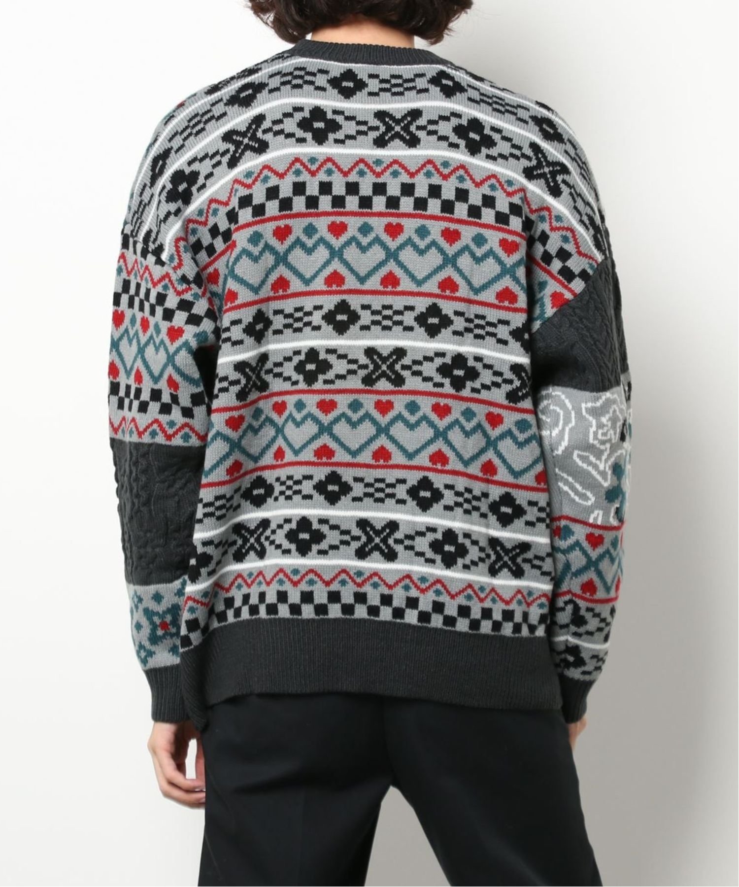 aimoha｜HOOK/(U)パッチワーク模様ニット風スウェット | Rakuten