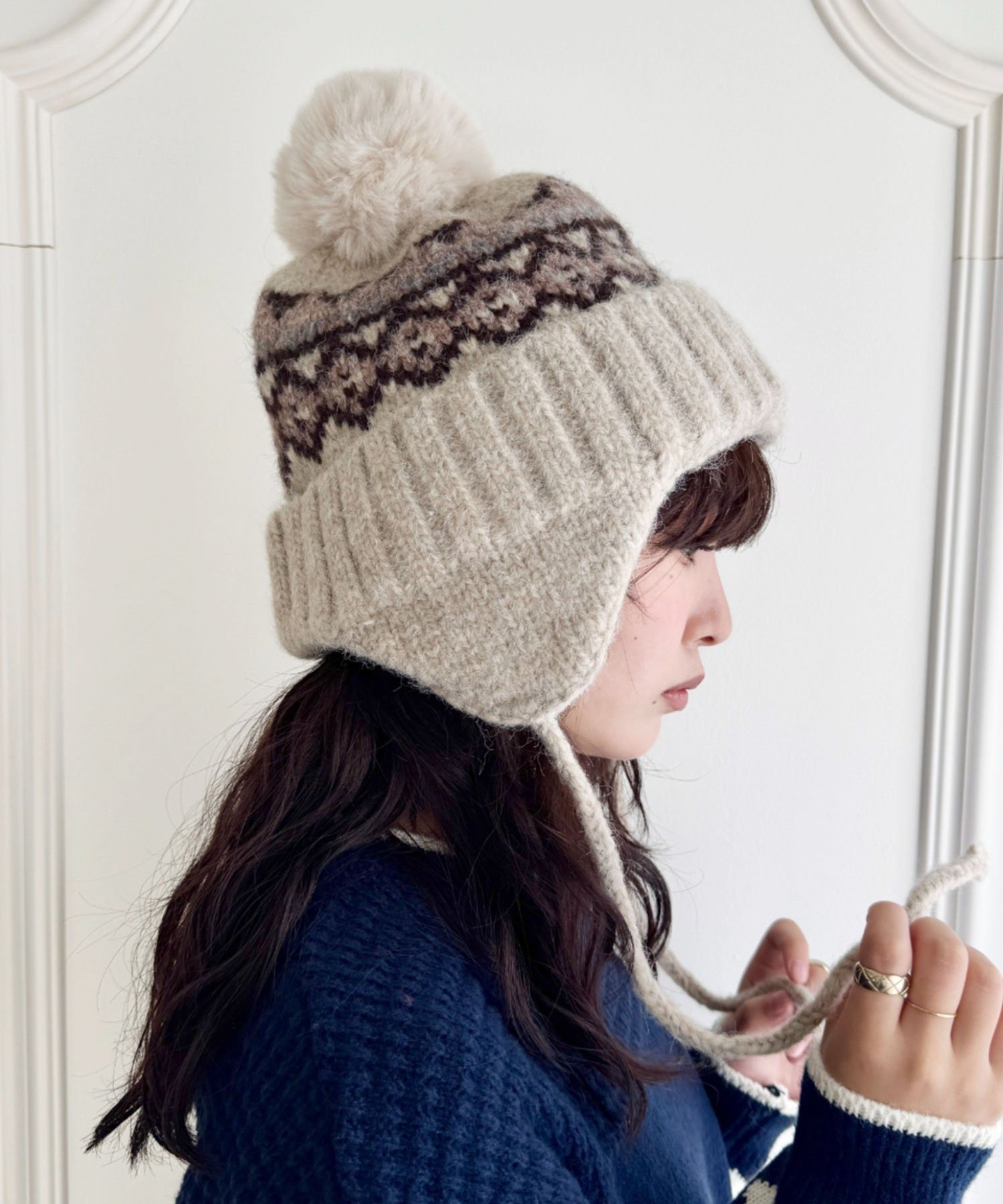 Outfitter lab｜ノルディック柄イヤーフラップニットキャップ