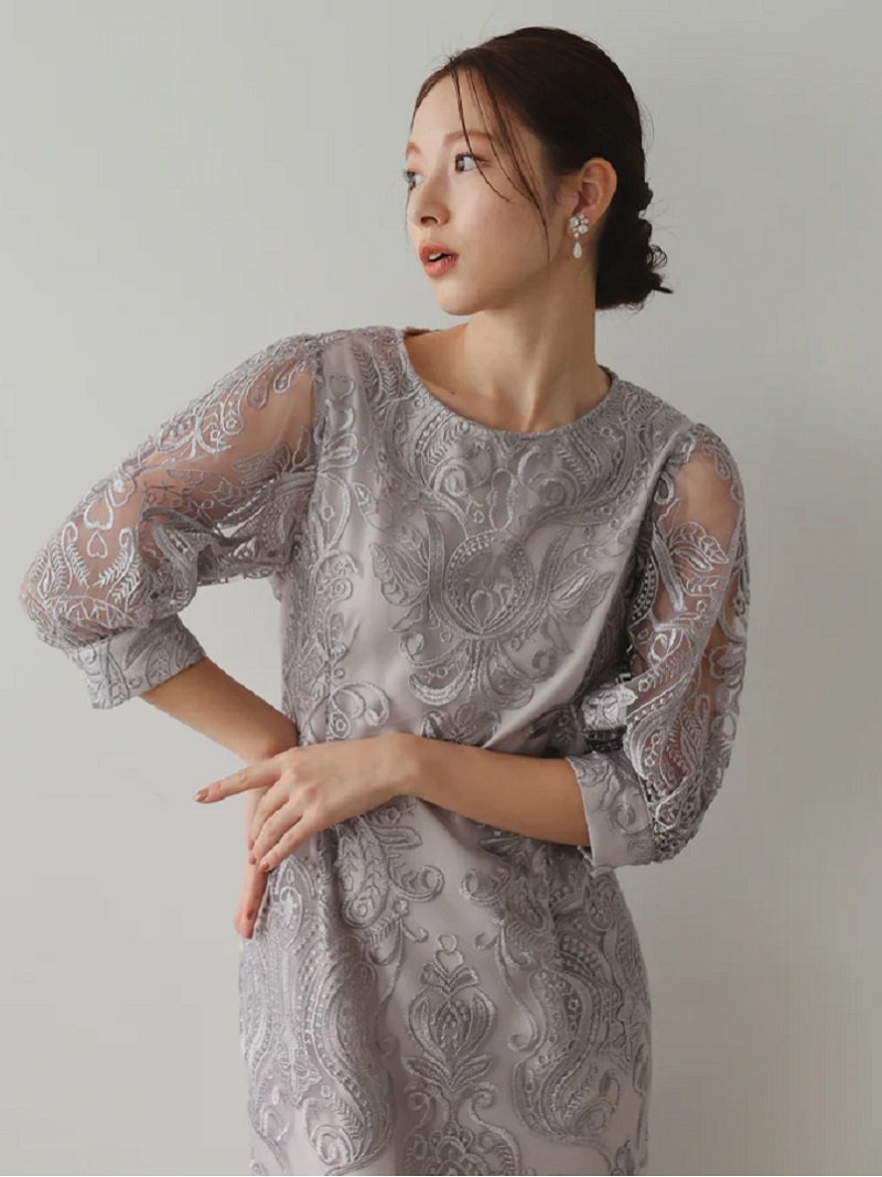 PREFERIR｜刺繍レースバックリボン結婚式パーティードレス | Rakuten