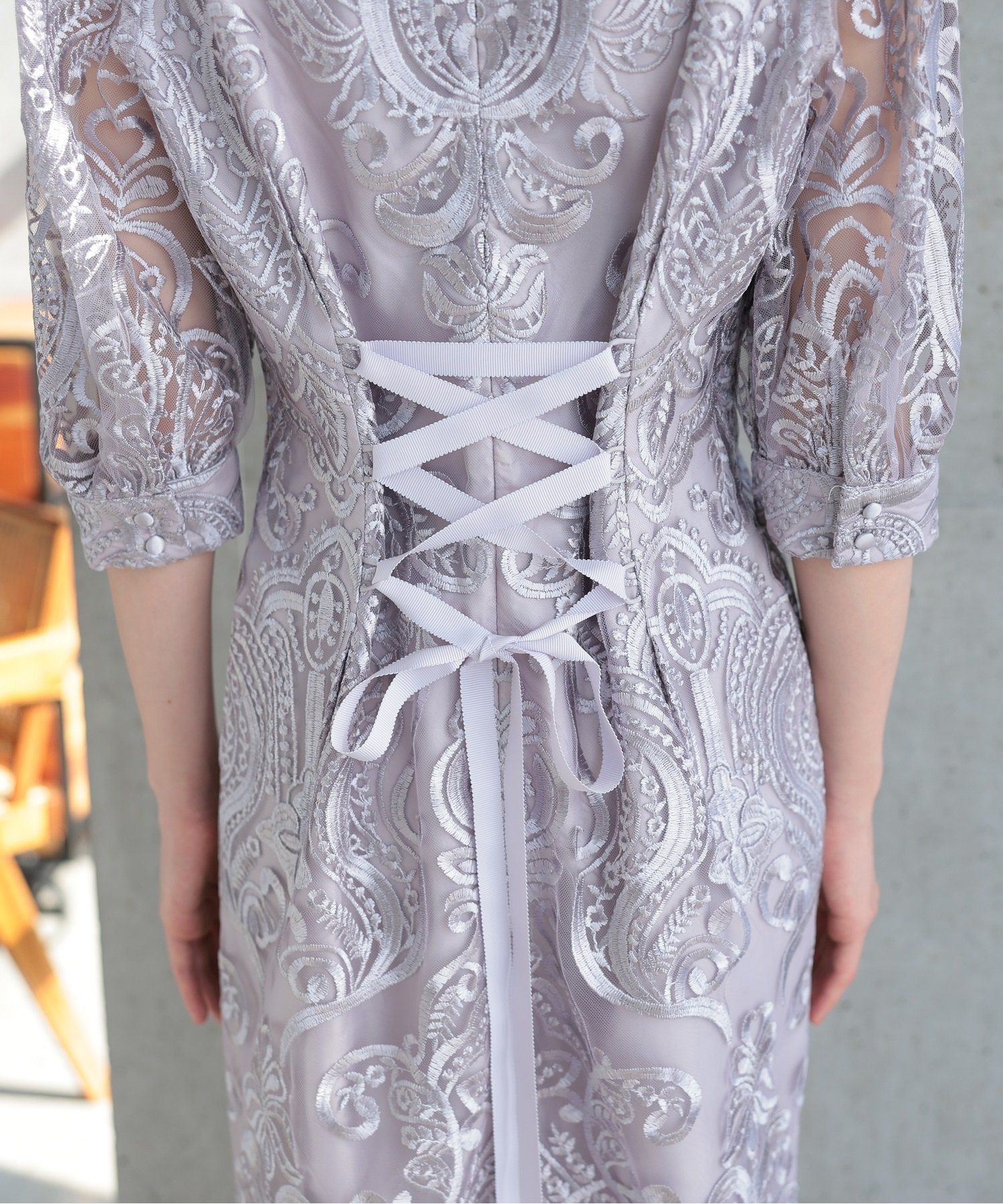 PREFERIR｜刺繍レースバックリボン結婚式パーティードレス | Rakuten