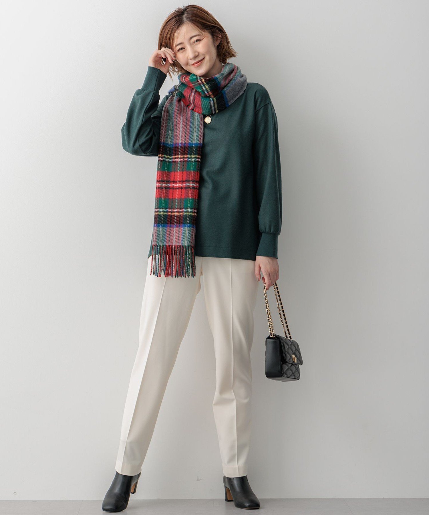 23区｜【洗える】ウールミルドジャージー リブデザイン カットソー