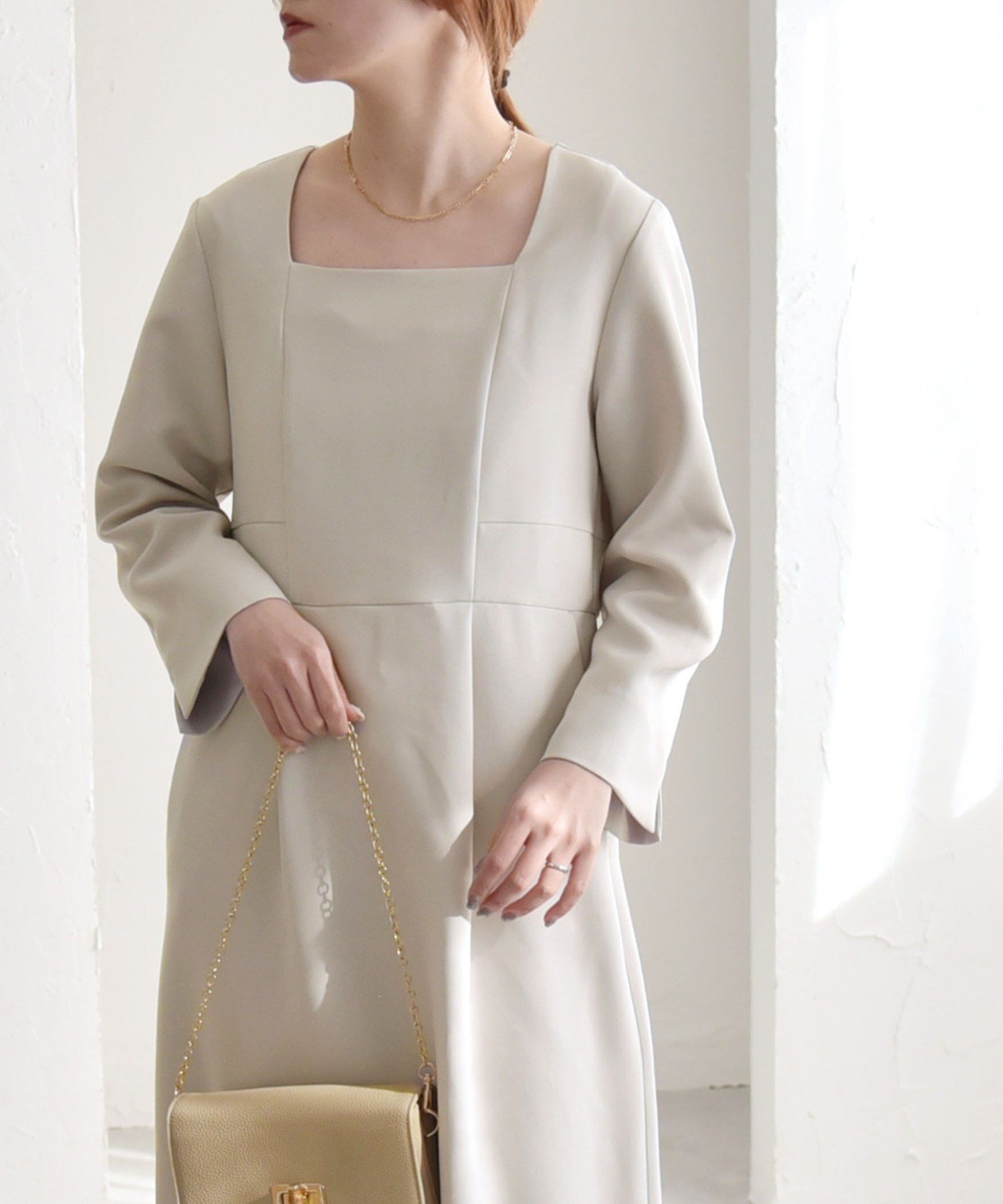 【新品★タグ付き】アンタイトル　ロングワンピース 44 トリアセエアクロスワンピース（マキシ・ロングワンピース