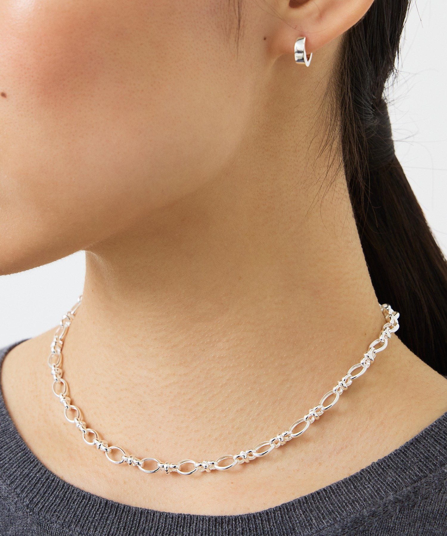 SETUP7｜quip queint/oval chain choker SILVER オーバル チェーン