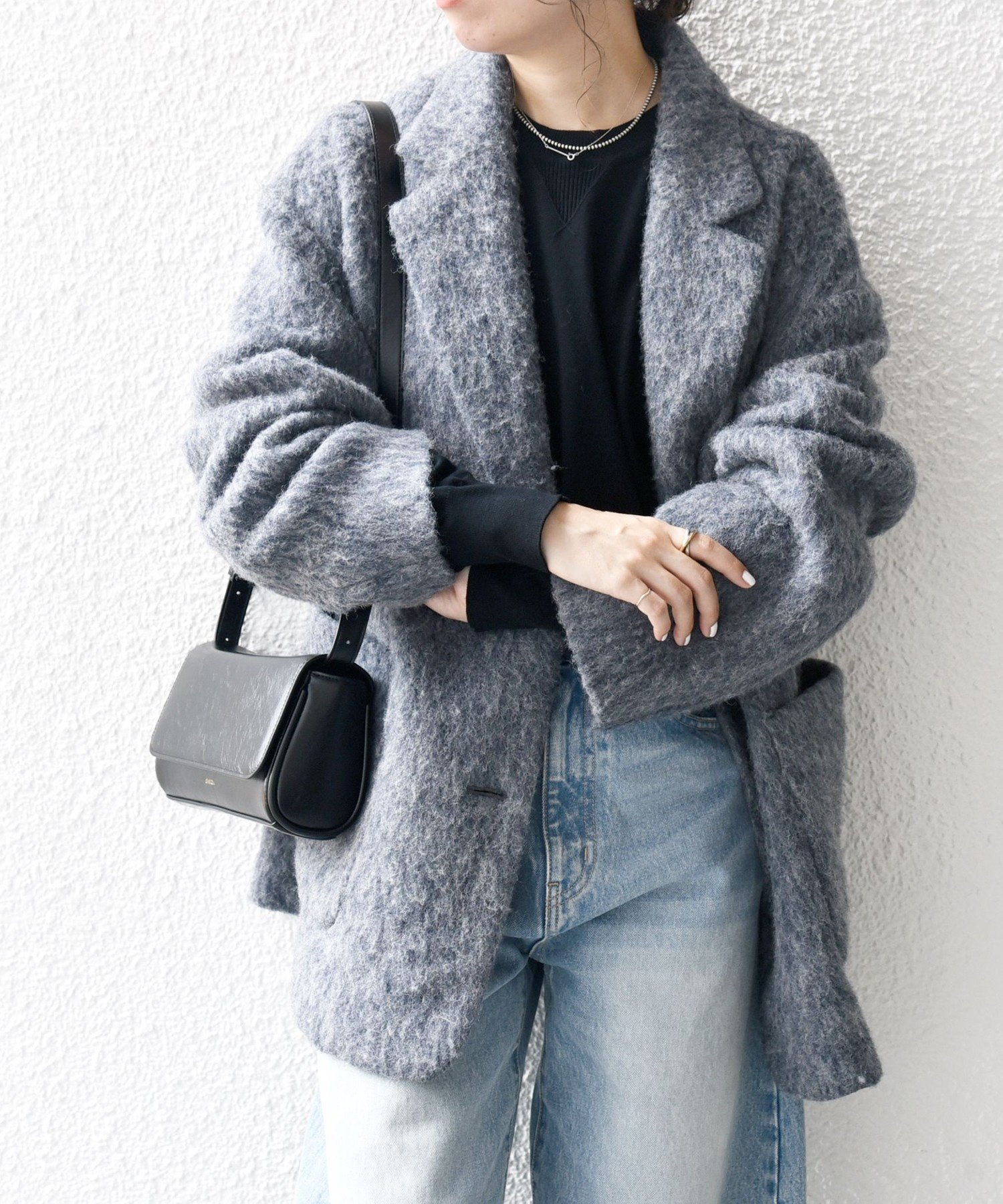 SHIPS｜SHIPS any: ウール ミックス シャギー シングル コート