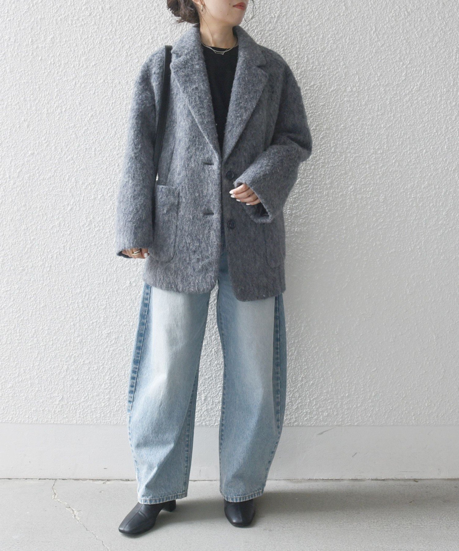 SHIPS｜SHIPS any: ウール ミックス シャギー シングル コート