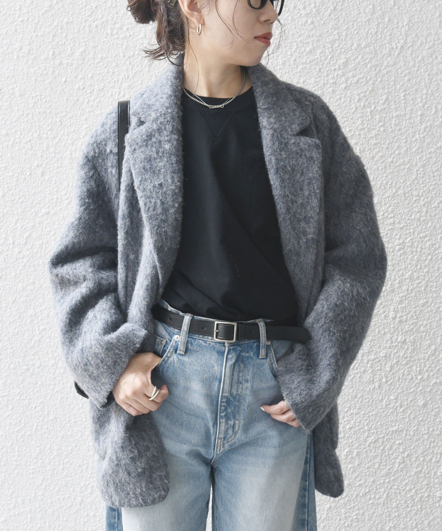 SHIPS｜SHIPS any: ウール ミックス シャギー シングル コート