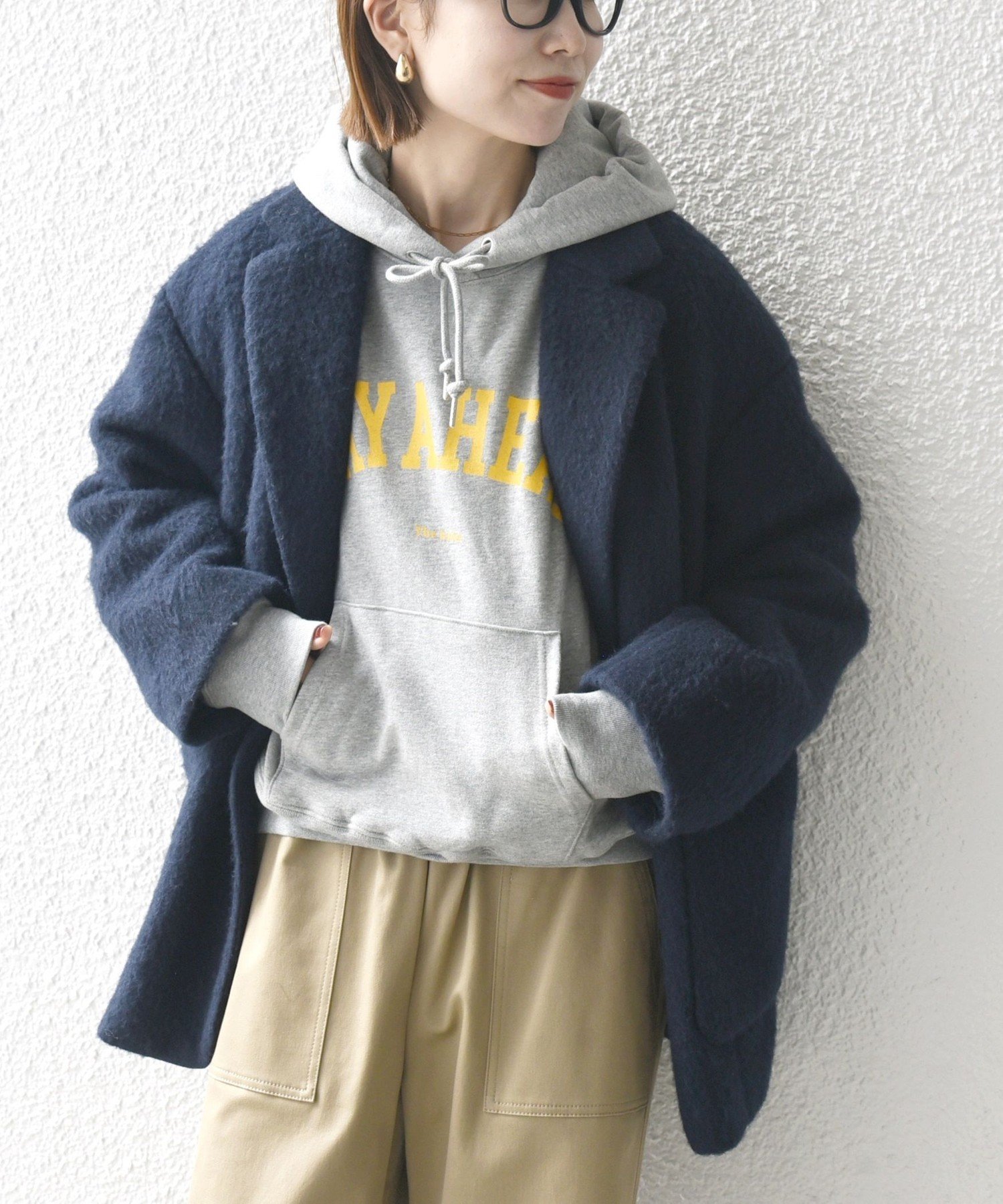 SHIPS｜SHIPS any: ウール ミックス シャギー シングル コート