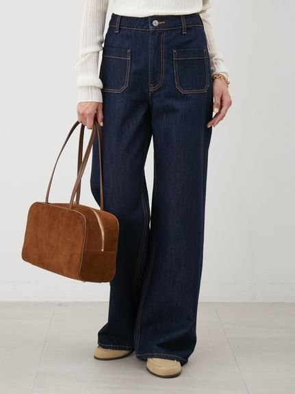 Mila Owen｜パッチポケットデザインバギーデニムパンツ | Rakuten