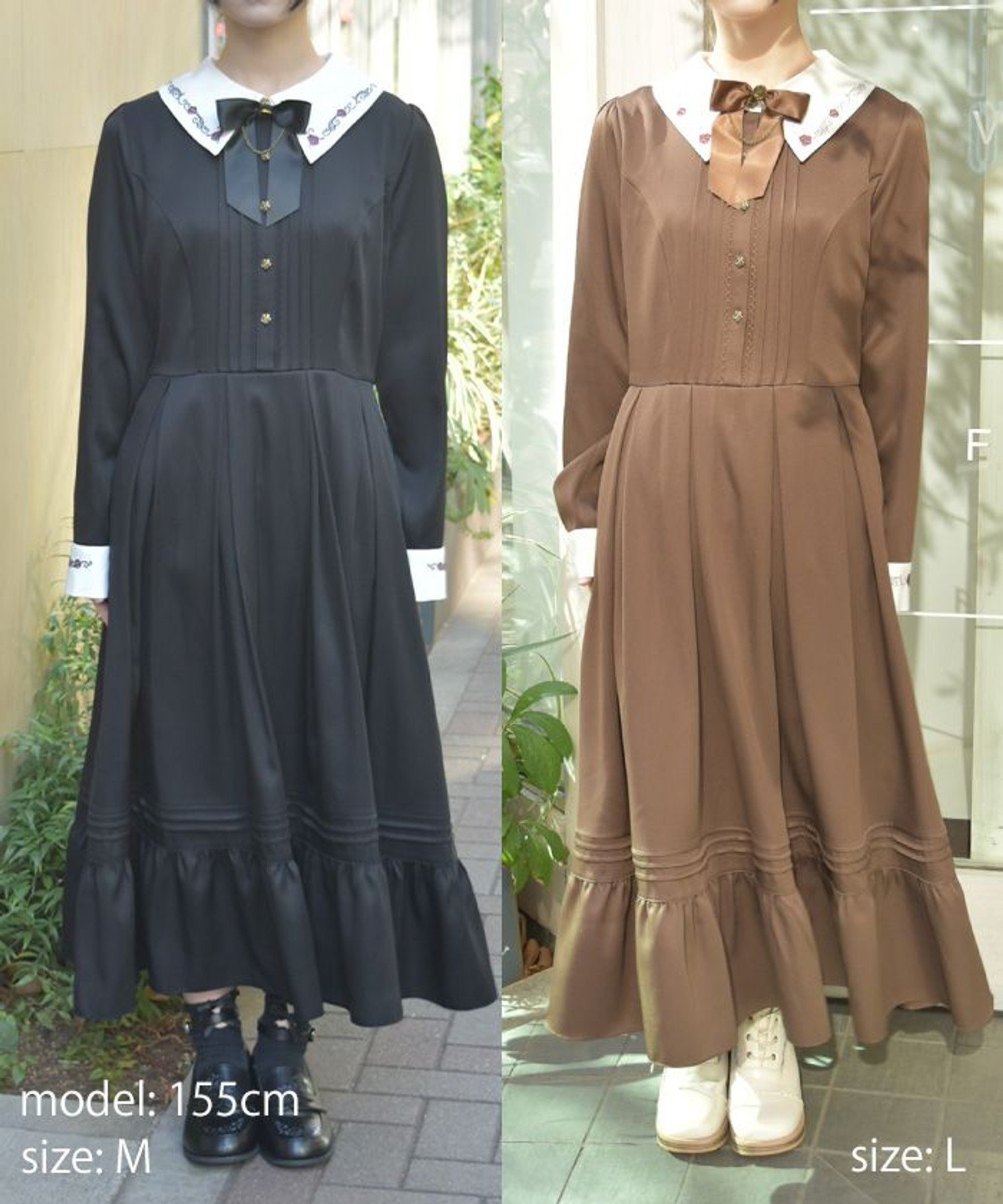 axes femme｜リボンセット刺繍ロングワンピース | Rakuten Fashion