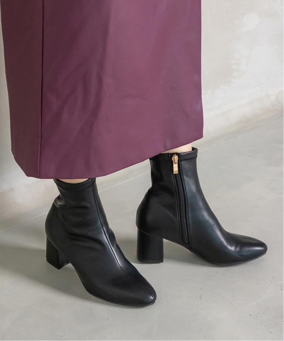 RANDA｜ソフトストレッチチャンキーヒールショートブーツ | Rakuten