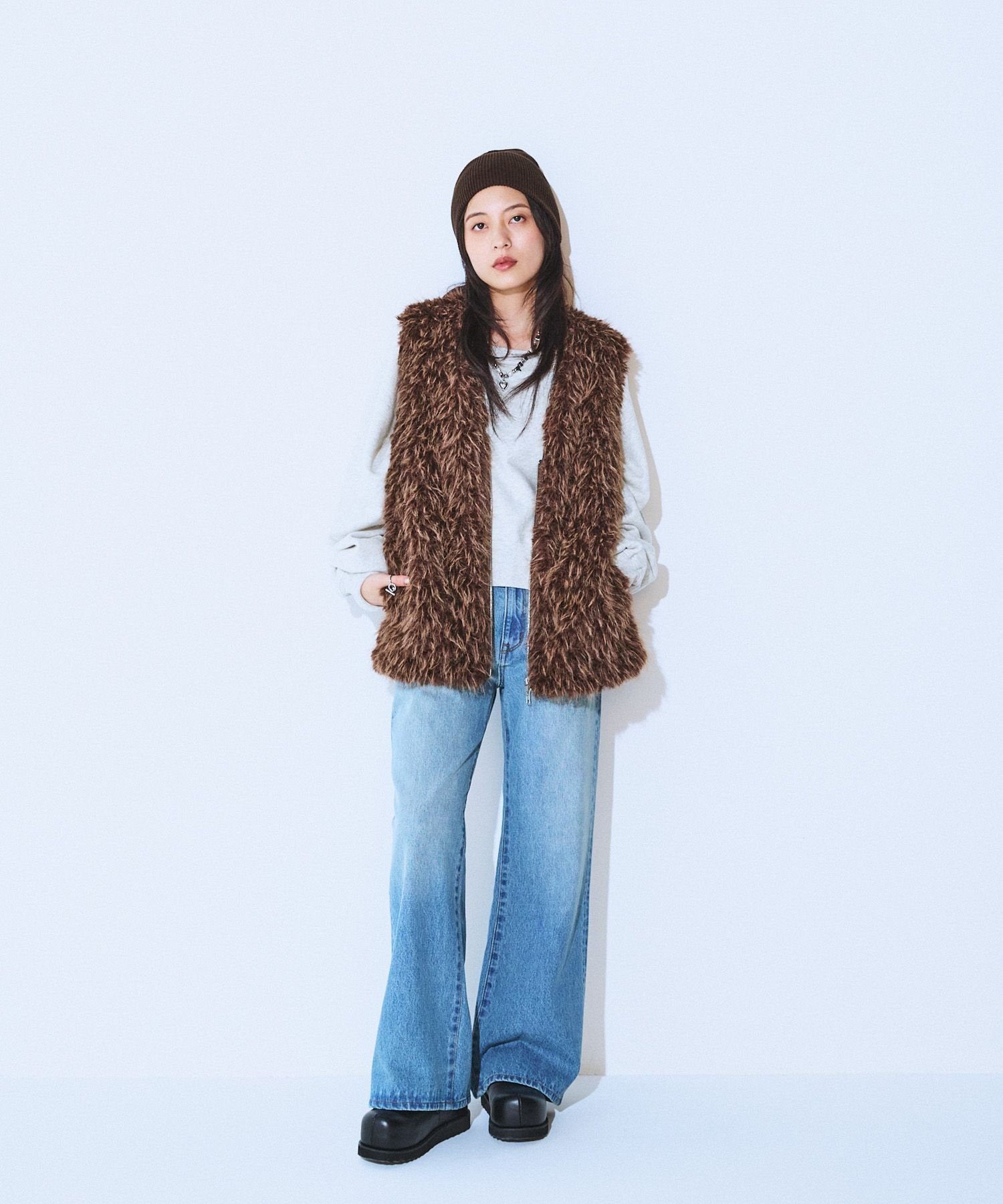 JEANASIS｜MIXカラーファーベスト | Rakuten Fashion(楽天ファッション