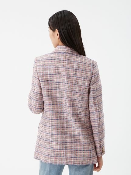 Mila Owen｜金釦ダブルブレストツイードロングブレザー | Rakuten