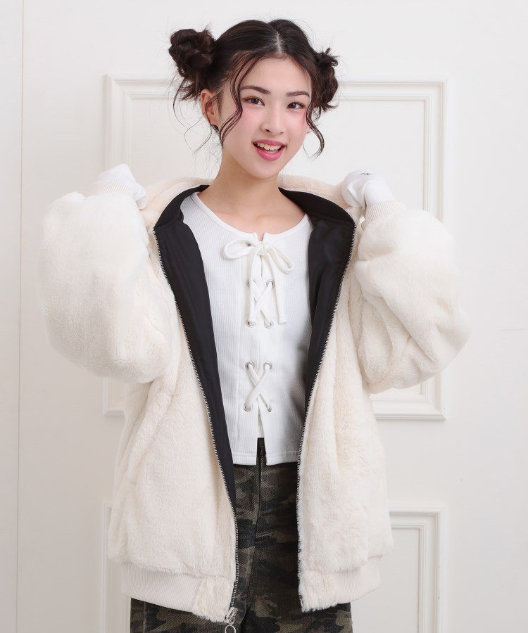 PINK-latte｜リバーシブルフェイクファーブルゾン | Rakuten Fashion