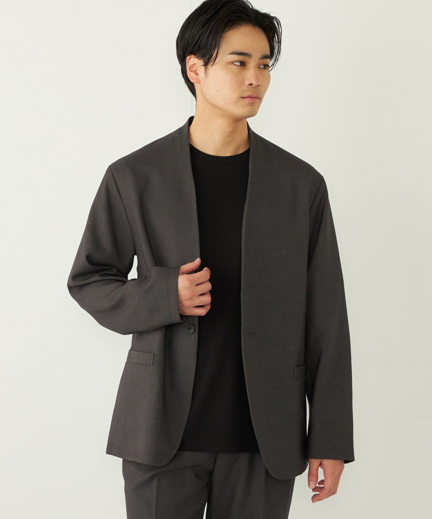 SHIPS colors ノーカラー セットアップスーツ Mサイズ ベージュ 一部追加予約》SHIPS Colors:〈手洗い可能〉ノーカラー ジャケット