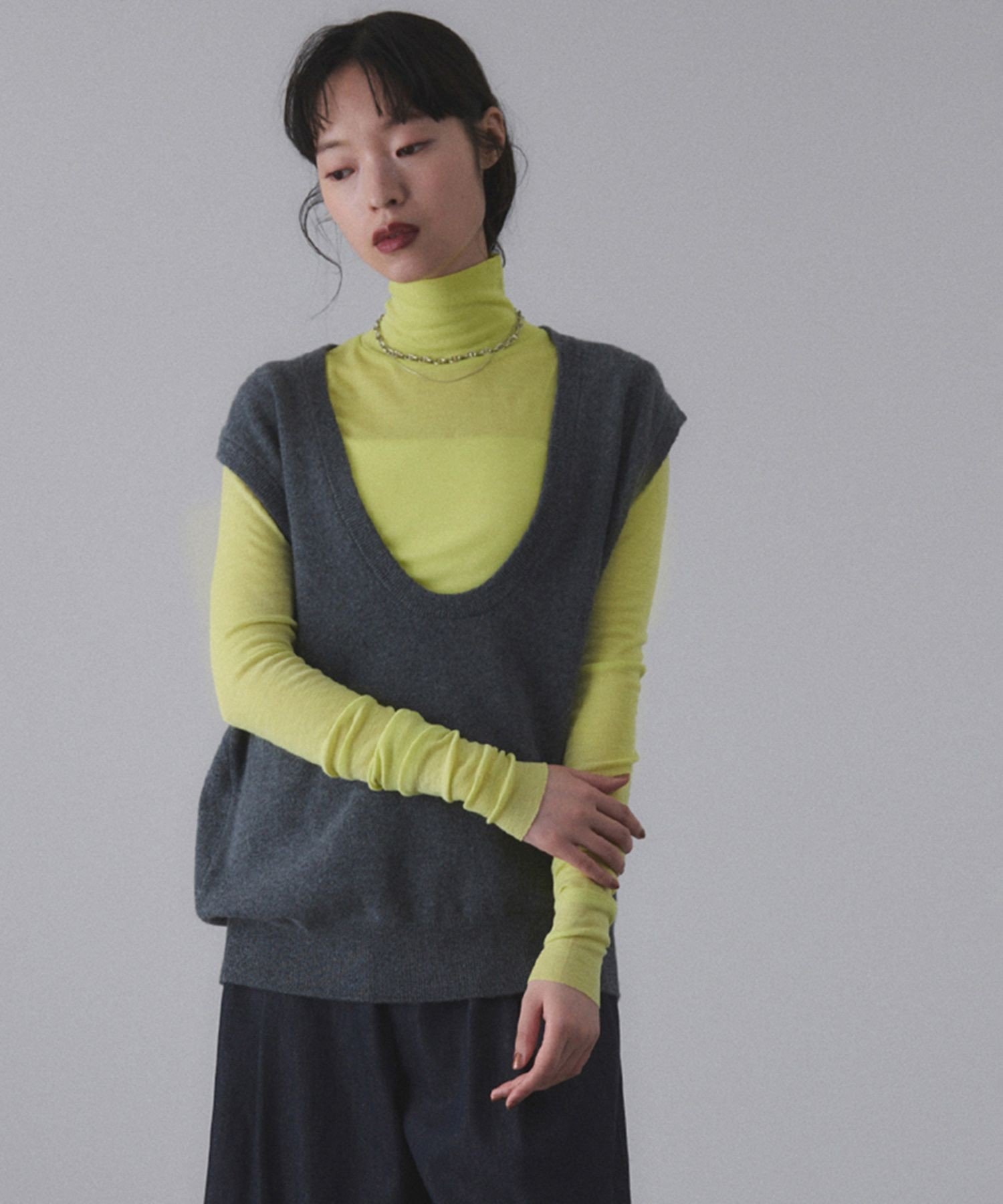 ADAM ET ROPE'｜ウォッシャブルウールタートルネックカットオフプル