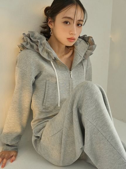 SNIDEL｜フリルショートジップパーカー | Rakuten Fashion(楽天