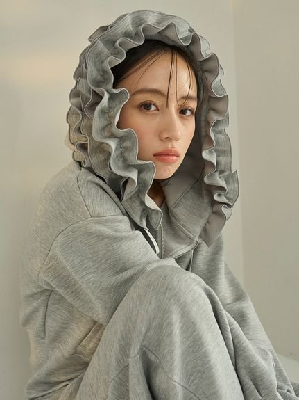 SNIDEL｜フリルショートジップパーカー | Rakuten Fashion(楽天