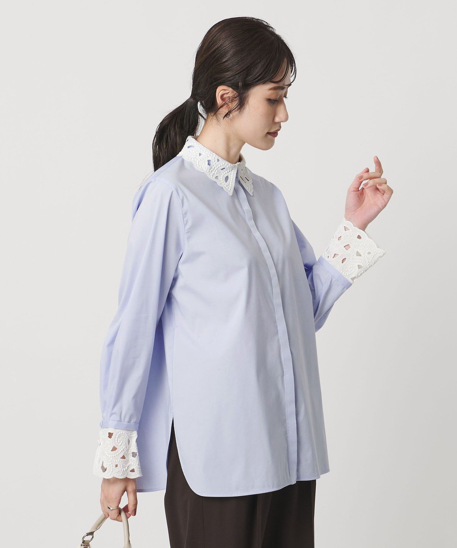 UNITED ARROWS｜エンブロイダリー カラー シャツ -ウォッシャブル