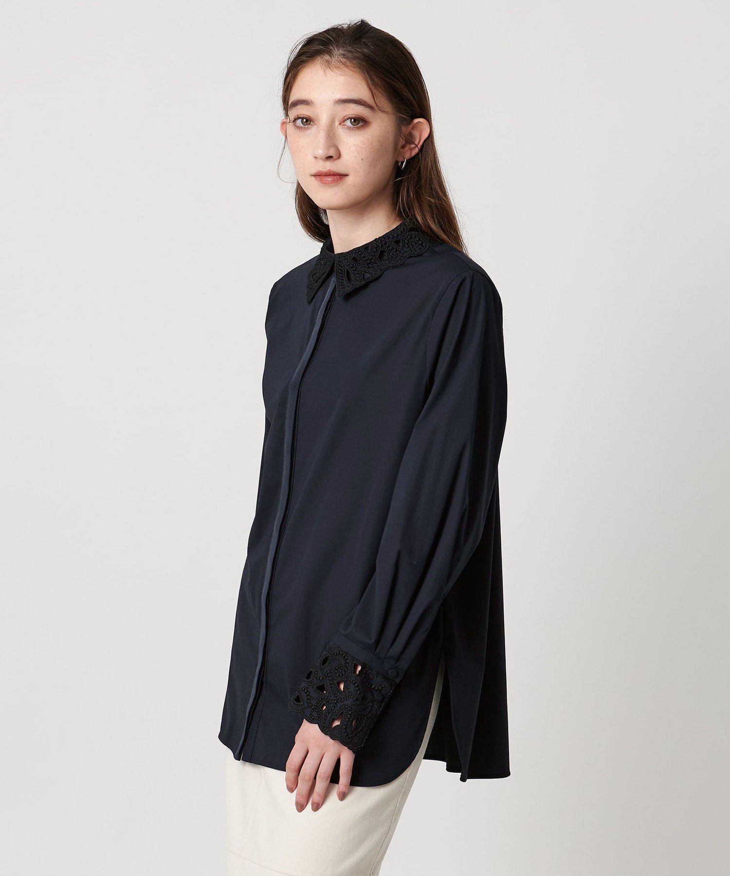 UNITED ARROWS｜エンブロイダリー カラー シャツ -ウォッシャブル