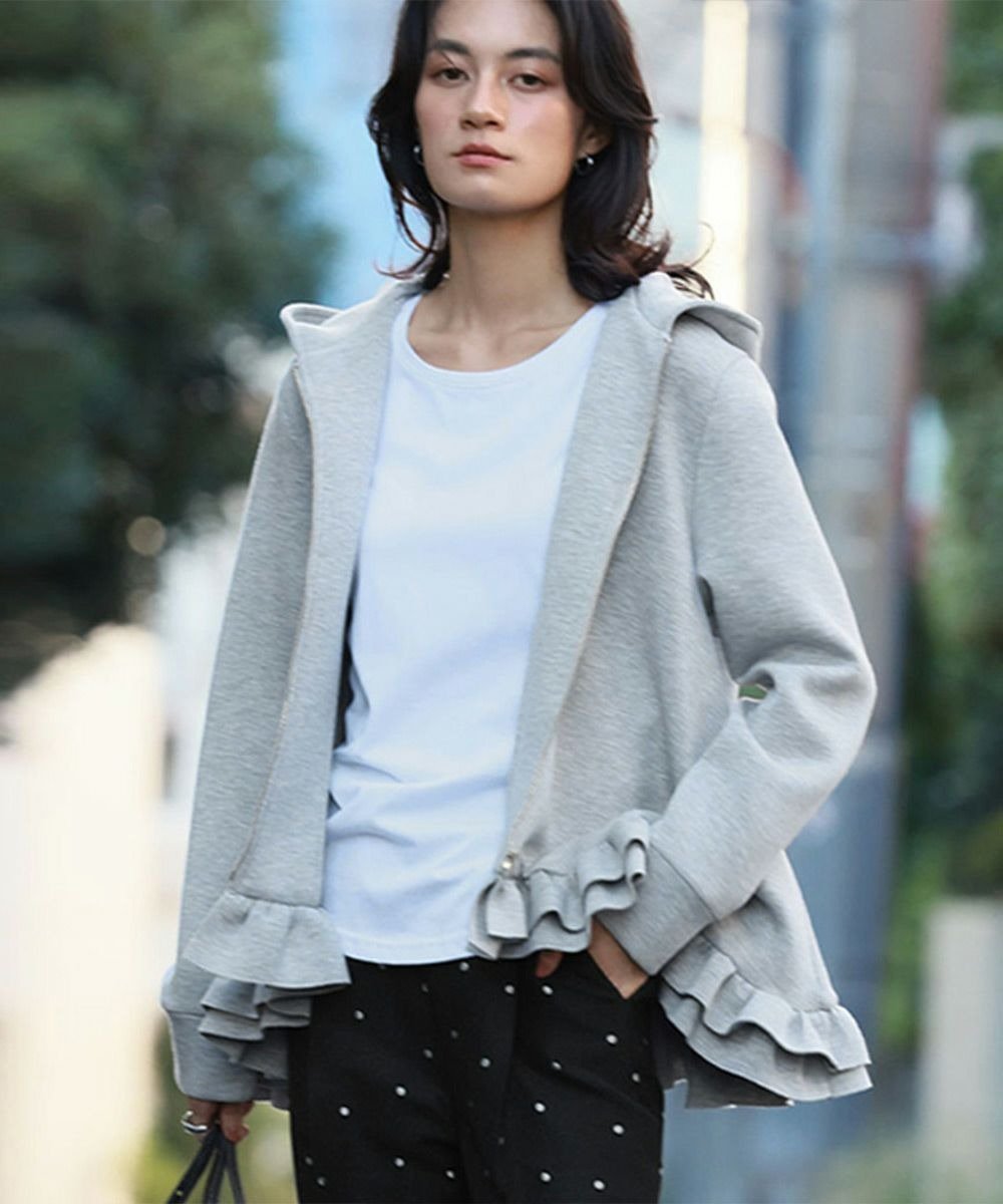 RIVER FIELD & Co.｜裾フリルダンボールニットジップパーカー【洗える