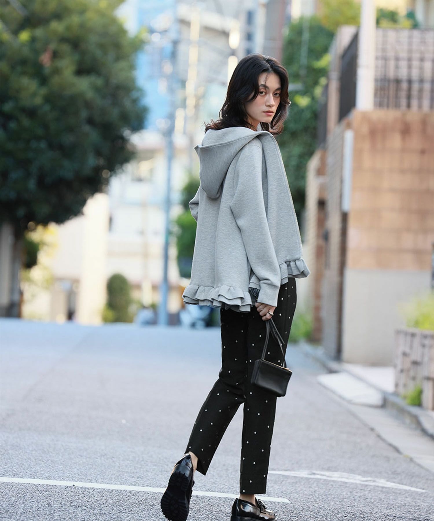 RIVER FIELD & Co.｜裾フリルダンボールニットジップパーカー【洗える