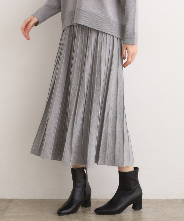 grove｜【SETUP可能】冬から春まで軽やかに ラメラインニットプリーツ