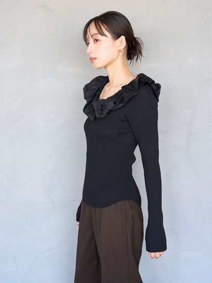 SNIDEL｜シアーフリルニットプルオーバー【カンヘウォン着用