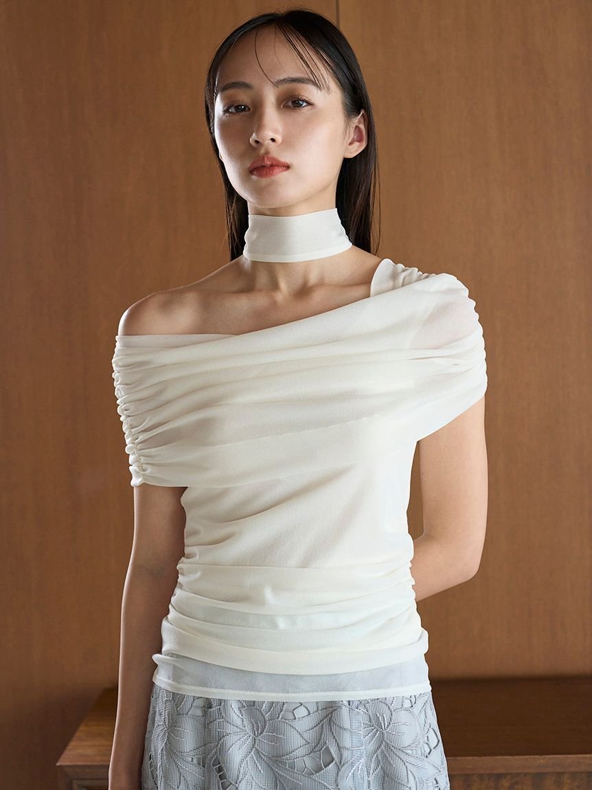 スナイデル ギャザーアシメカットプルオーバー オフホワイト SNIDEL