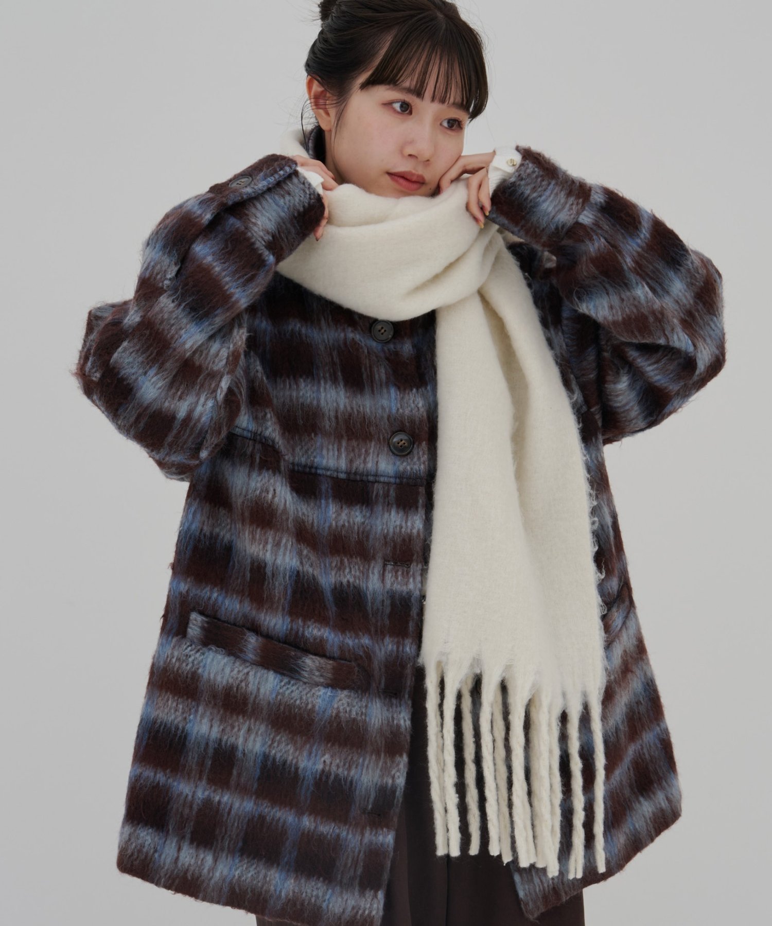 Discoat｜【umm./特別感ある一着】チェックシャギーコート | Rakuten