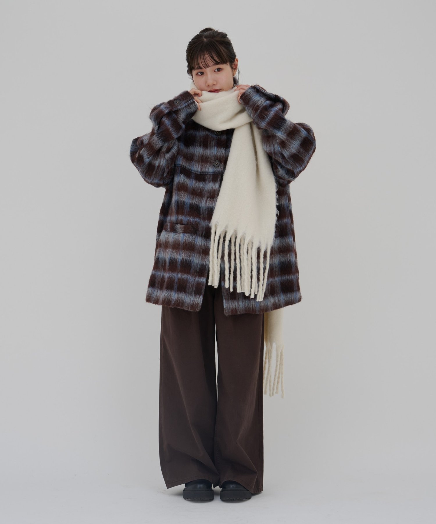 Discoat｜【umm./特別感ある一着】チェックシャギーコート | Rakuten