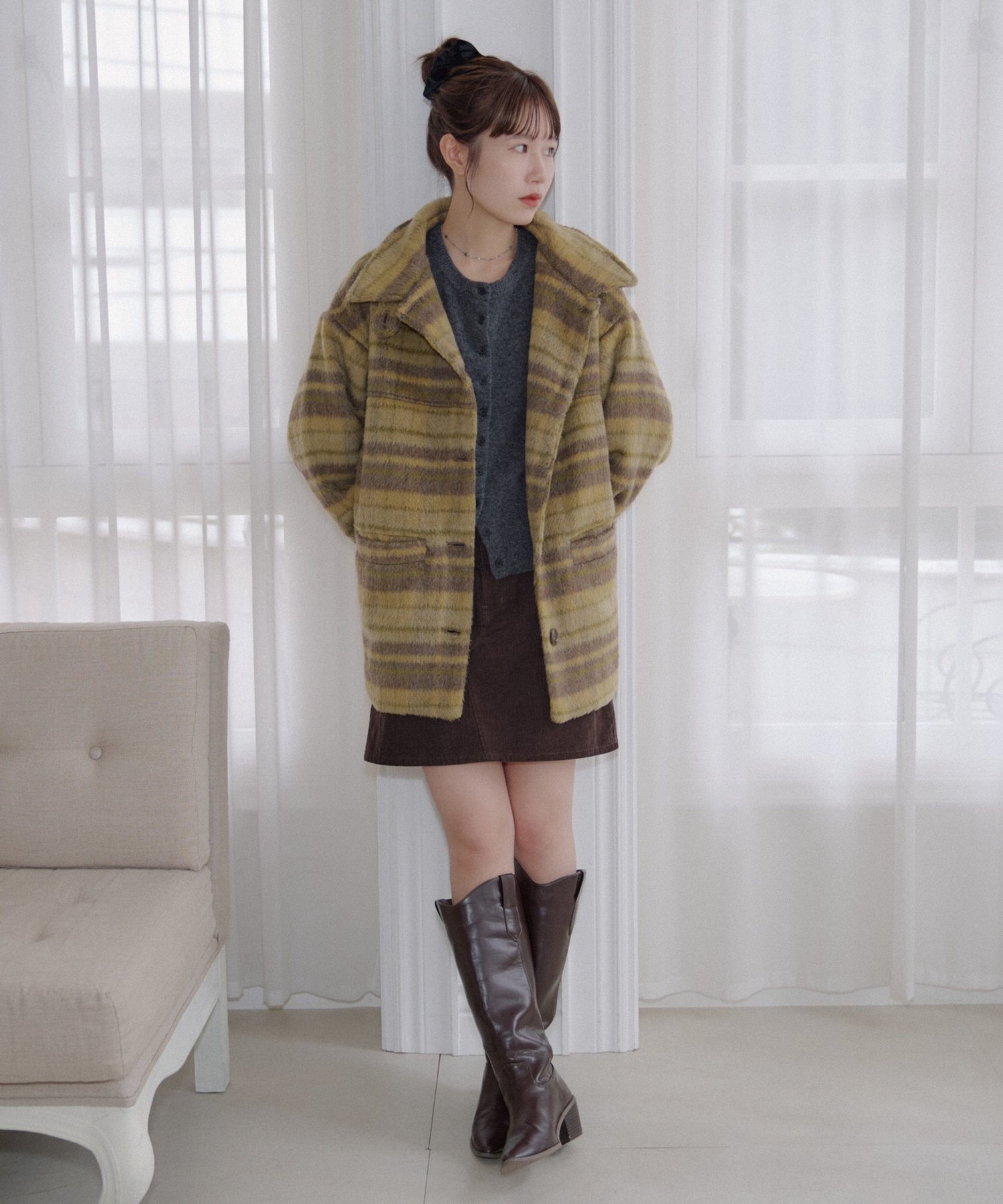 Discoat｜【umm./特別感ある一着】チェックシャギーコート | Rakuten