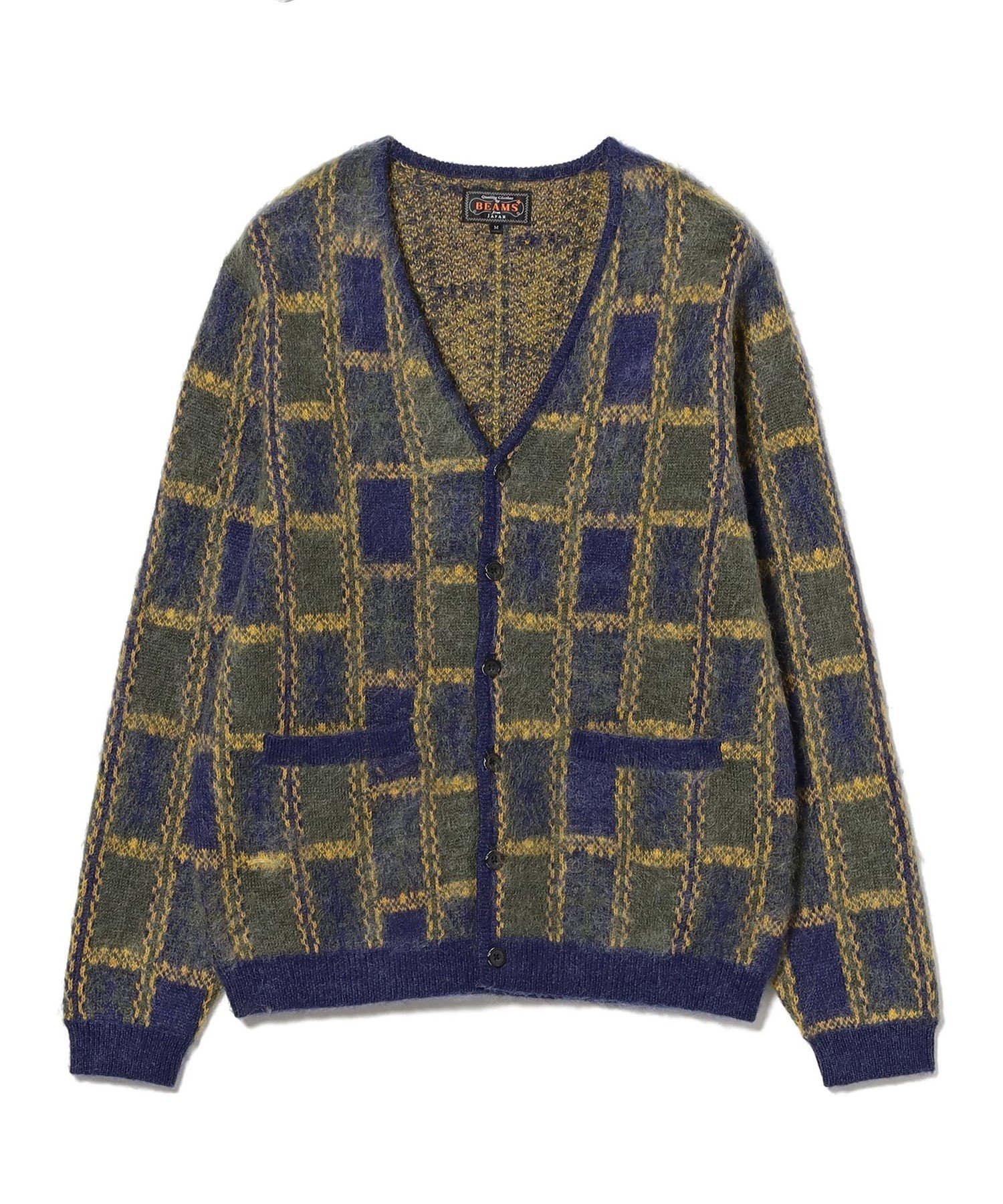BEAMS OUTLET｜ダブルジャカード チェックパターン カーディガン