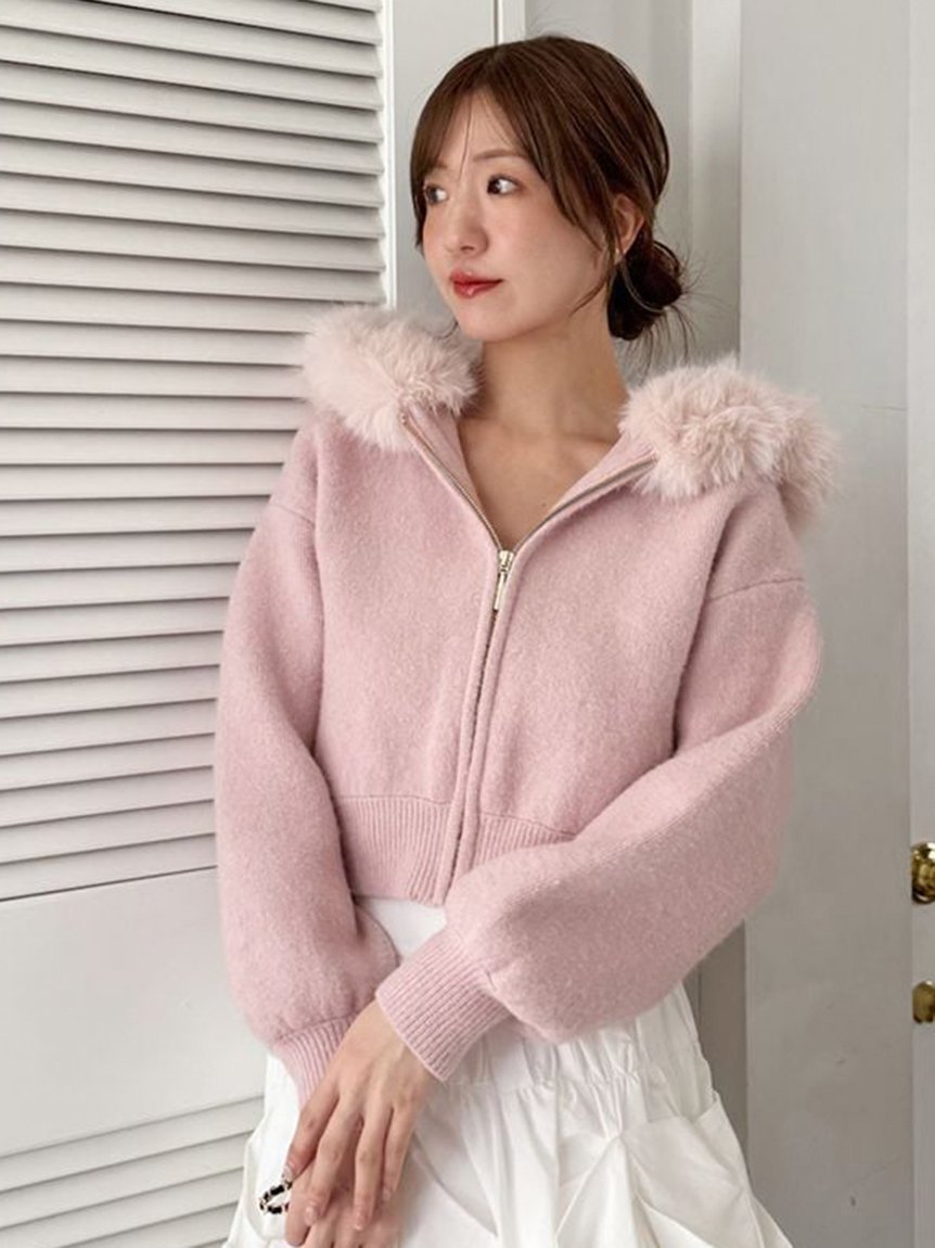 SNIDEL｜Sustainableファー付きニットパーカー | Rakuten Fashion(楽天