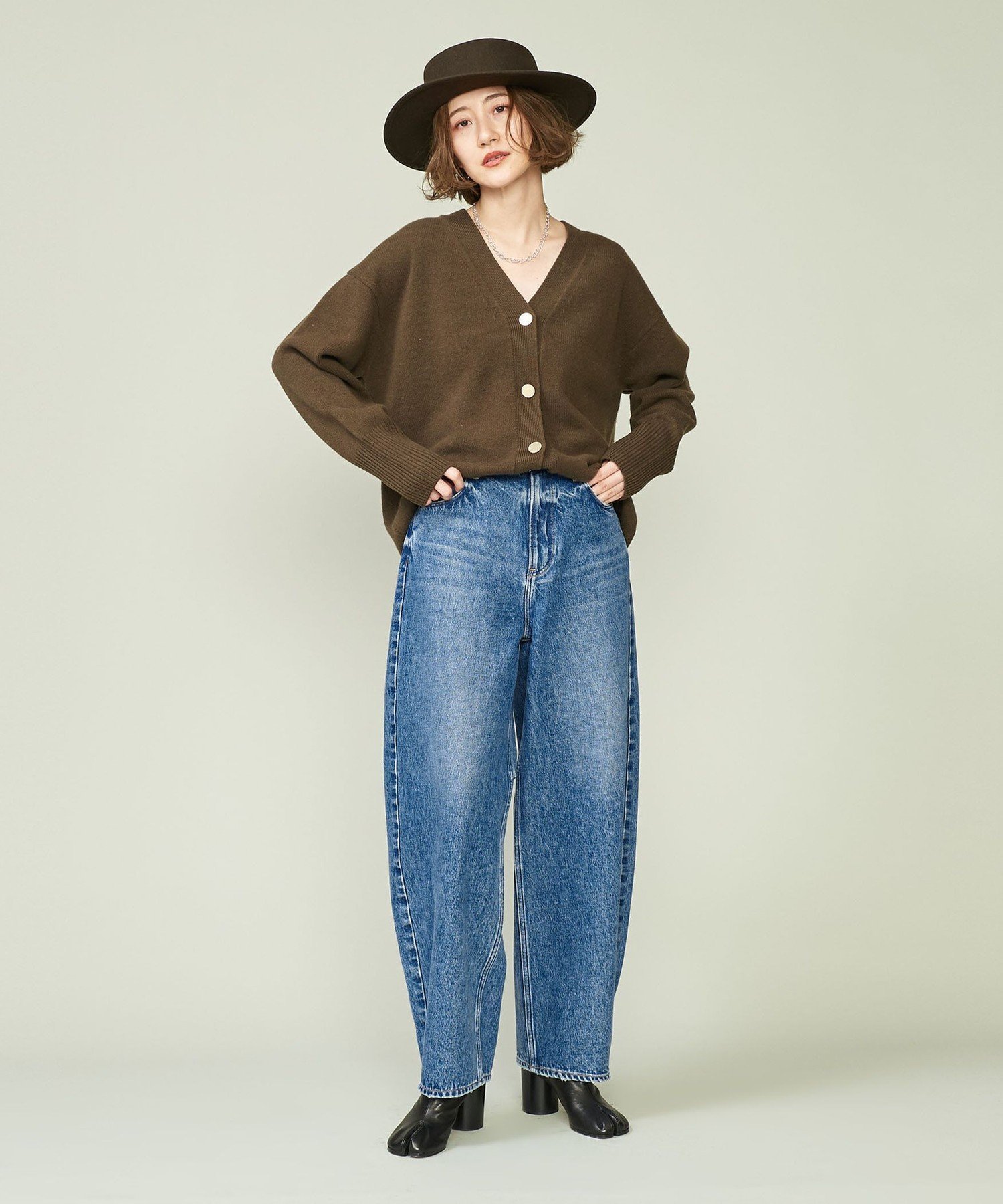 【極美品】upper hights the conte DEUX別注ワイドデニム UNITED ARROWS｜【別注】<upper hights for conte> デニムワイドパンツ