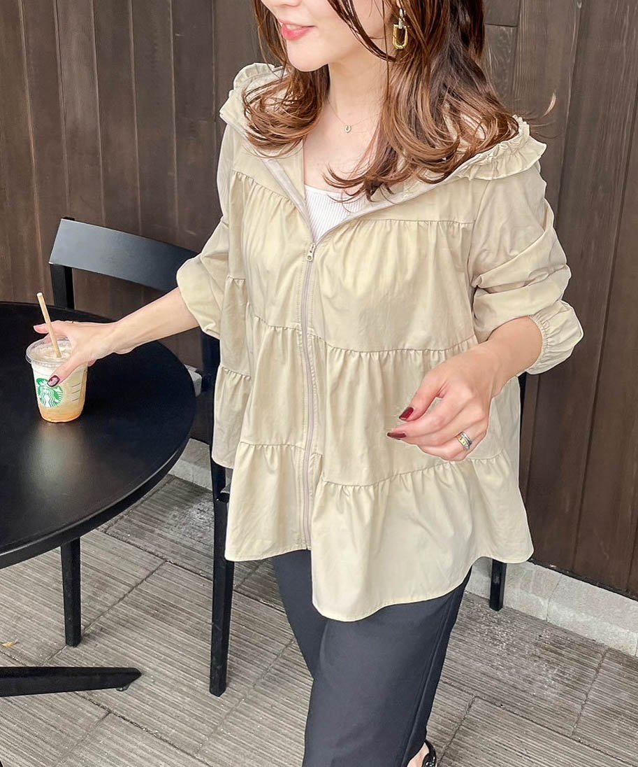 Lajour｜日本製・撥水ティアードフリルパーカー | Rakuten Fashion