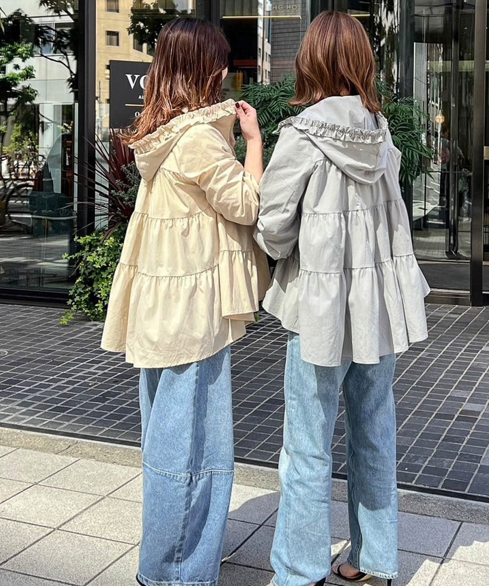 Lajour｜日本製・撥水ティアードフリルパーカー | Rakuten Fashion