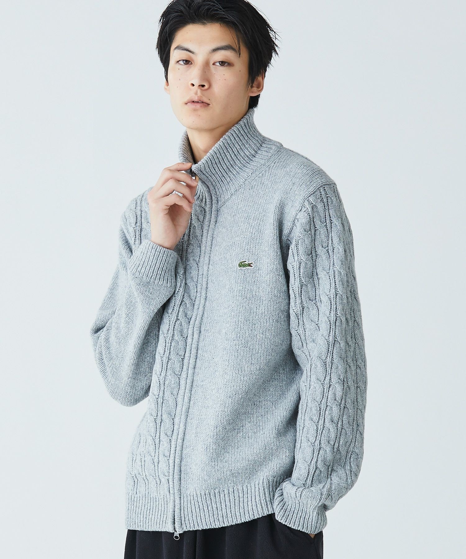 LACOSTE｜クレイジーニッティングハイネックジップカーディガン