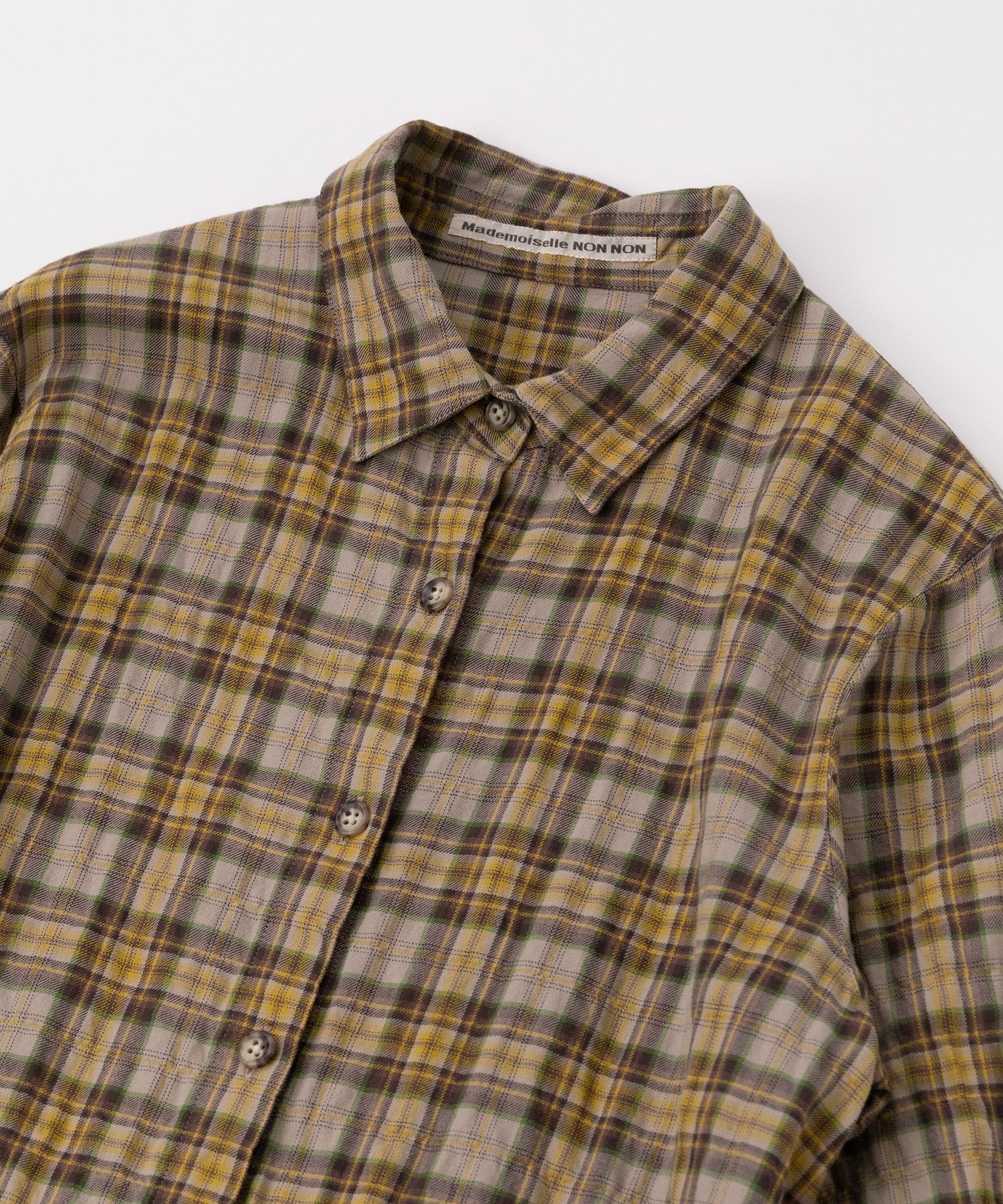 Mademoiselle NON NON｜コットンビエラシャーリングチェック シャツ