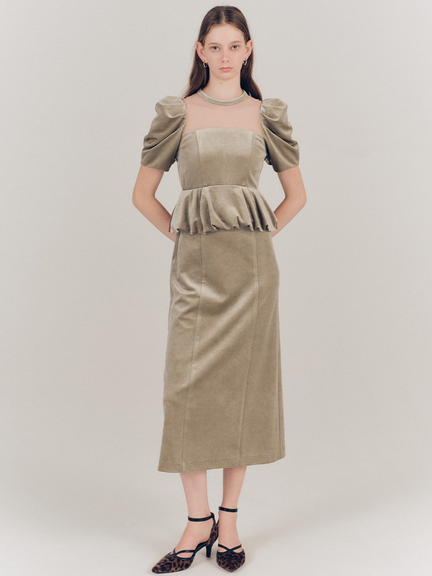 LILY BROWN｜ペプラムベロアドレス | Rakuten Fashion(楽天