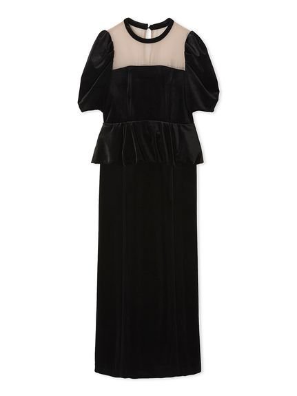 LILY BROWN｜ペプラムベロアドレス | Rakuten Fashion(楽天