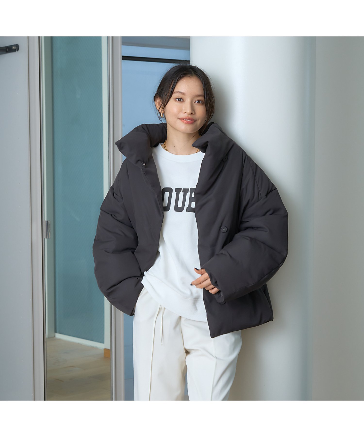 Rouge vif la cle｜スタンドカラーダウンコート | Rakuten Fashion