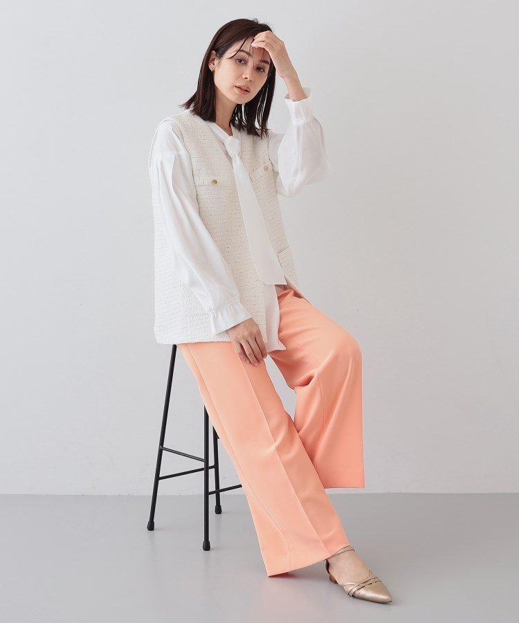 INDIVI｜【2点セット/UVケア】ツイードジレ&ボウタイブラウス カセット