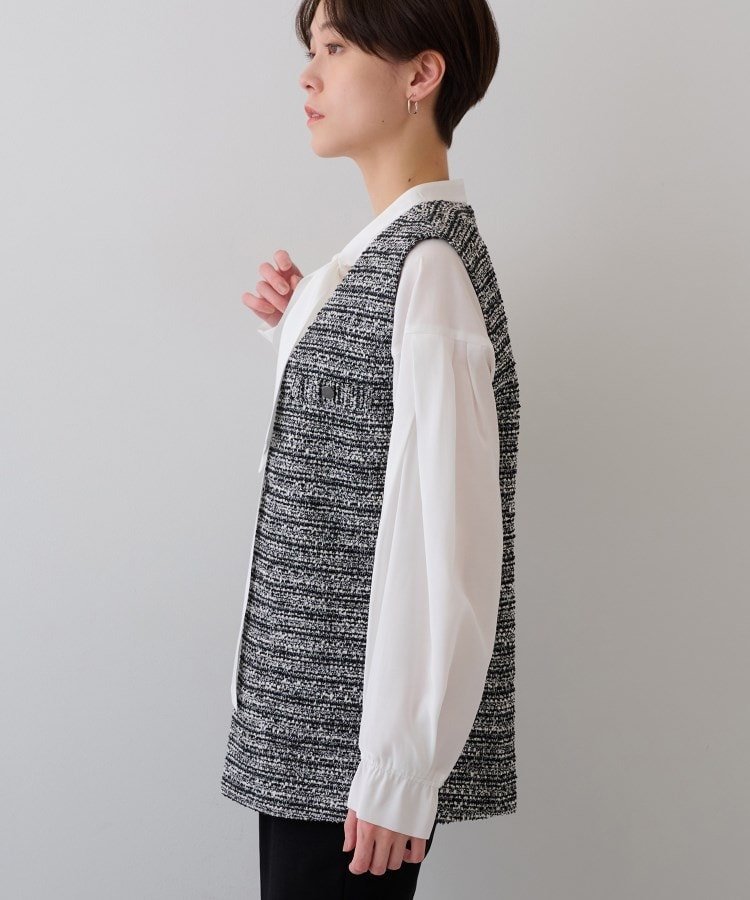 INDIVI｜【2点セット/UVケア】ツイードジレ&ボウタイブラウス カセット