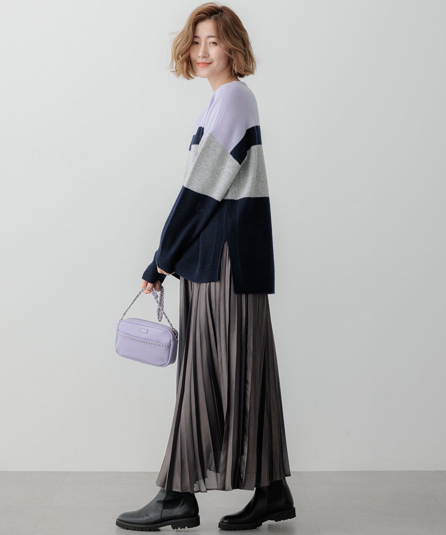23区｜【Oggi1月号掲載/洗える】ウールカシミヤ カラーブロック ニット